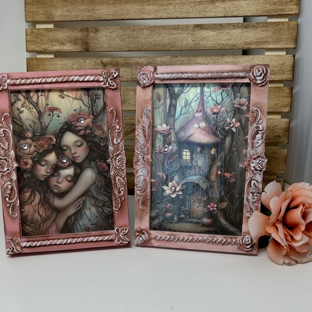 Handcrafted Set of 2 Fantasy Prints Perfect For A Little Girls Room